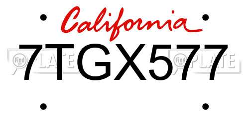7TGX577 California License Plate
