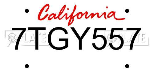 7TGY557 California License Plate