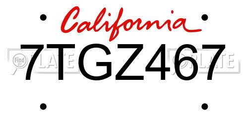7TGZ467 California License Plate