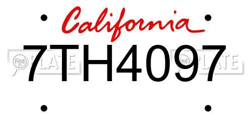7TH4097 California License Plate