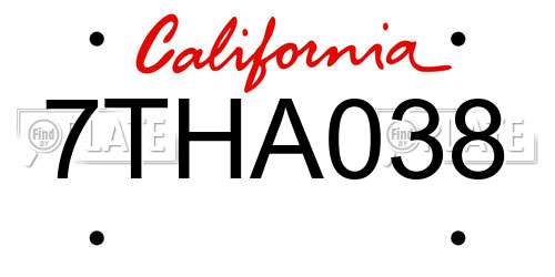 7THA038 California License Plate
