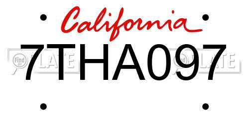7THA097 California License Plate