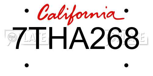 7THA268 California License Plate