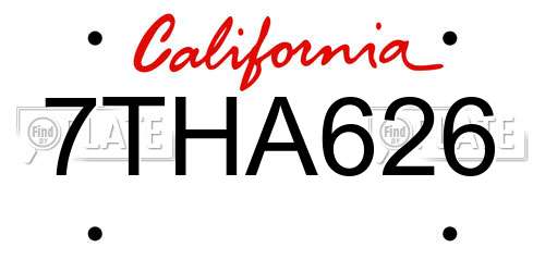 7THA626 California License Plate