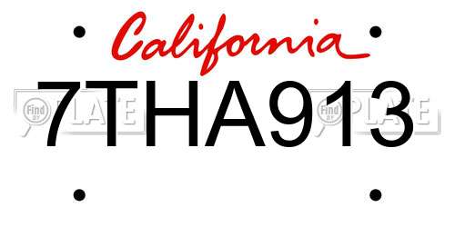 7THA913 California License Plate