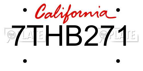 7THB271 California License Plate