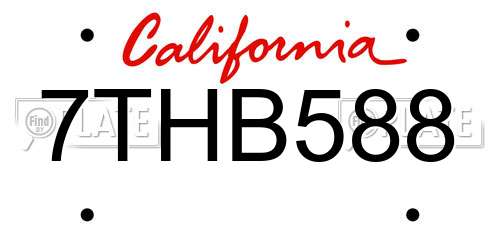 7THB588 California License Plate