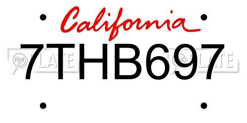 7THB697 California License Plate
