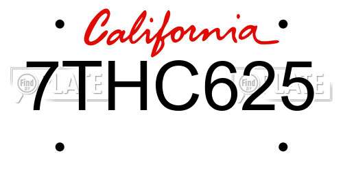 7THC625 California License Plate