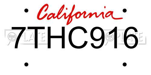 7THC916 California License Plate