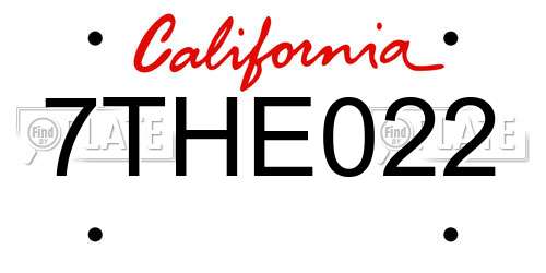 7THE022 California License Plate
