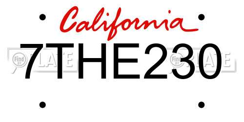 7THE230 California License Plate