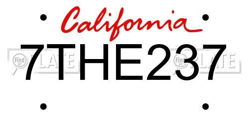 7THE237 California License Plate