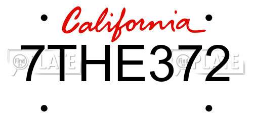 7THE372 California License Plate