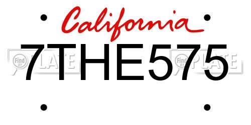 7THE575 California License Plate