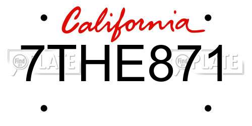 7THE871 California License Plate
