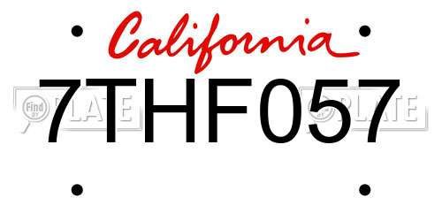 7THF057 California License Plate