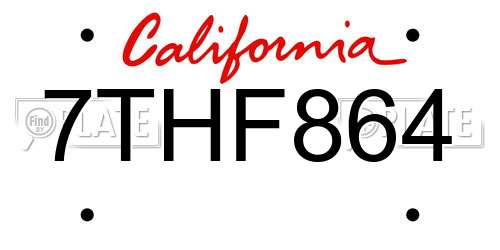 7THF864 California License Plate