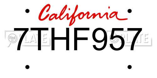 7THF957 California License Plate