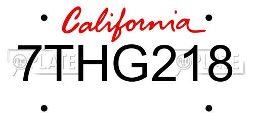 7THG218 California License Plate