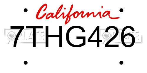 7THG426 California License Plate