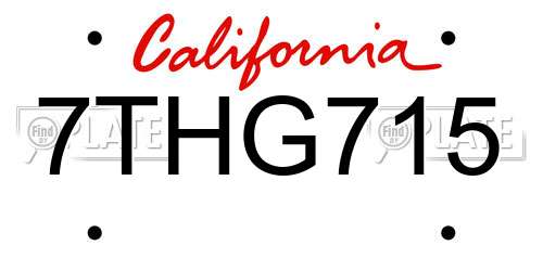 7THG715 California License Plate