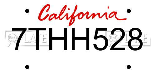 7THH528 California License Plate