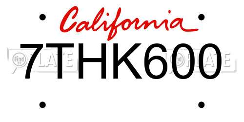7THK600 California License Plate