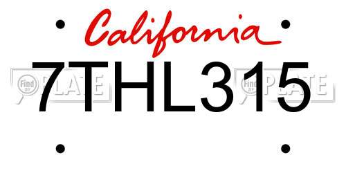 7THL315 California License Plate