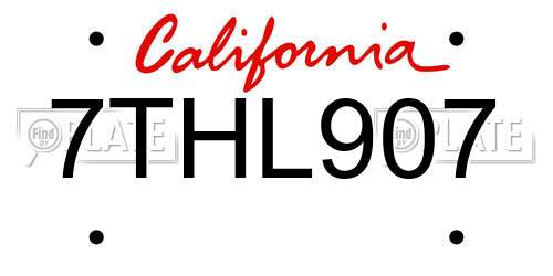 7THL907 California License Plate