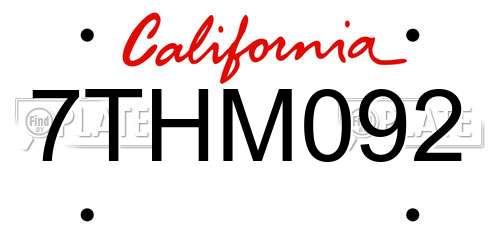 7THM092 California License Plate