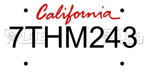 7THM243 California License Plate
