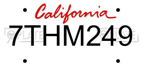 7THM249 California License Plate