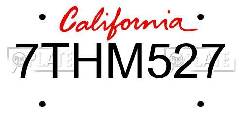 7THM527 California License Plate