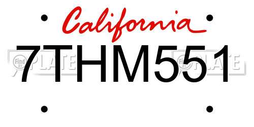 7THM551 California License Plate