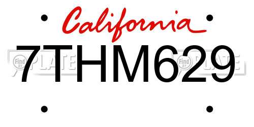 7THM629 California License Plate