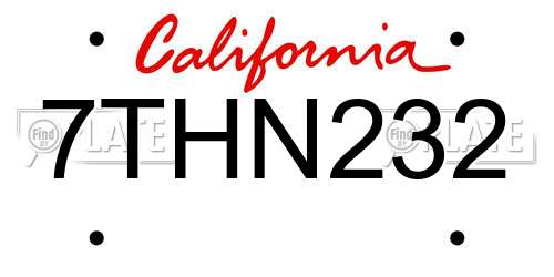 7THN232 California License Plate