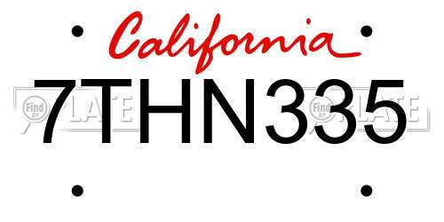 7THN335 California License Plate