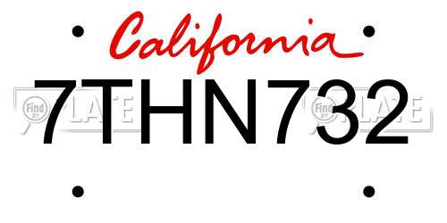 7THN732 California License Plate