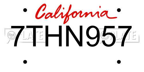 7THN957 California License Plate