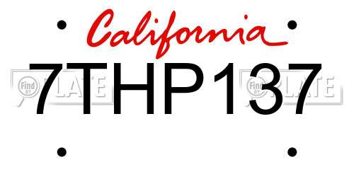 7THP137 California License Plate