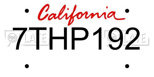 7THP192 California License Plate