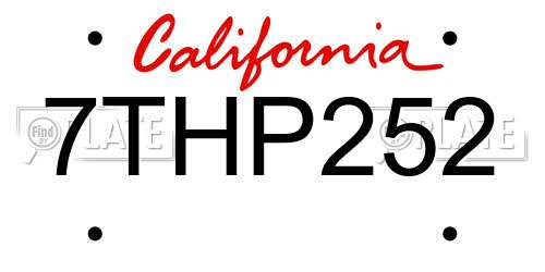 7THP252 California License Plate