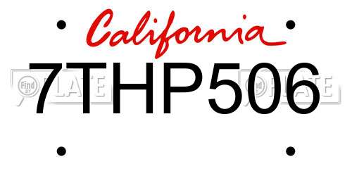 7THP506 California License Plate