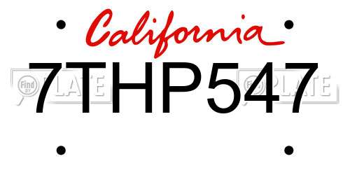 7THP547 California License Plate