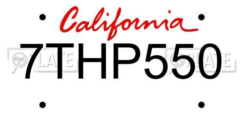 7THP550 California License Plate