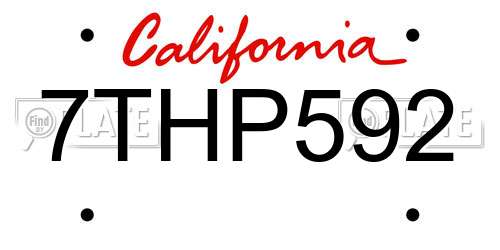 7THP592 California License Plate