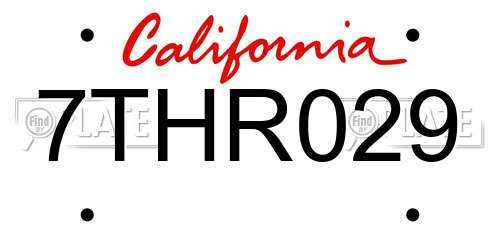 7THR029 California License Plate