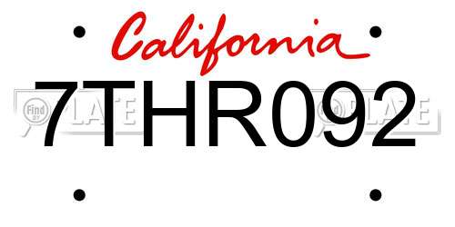 7THR092 California License Plate