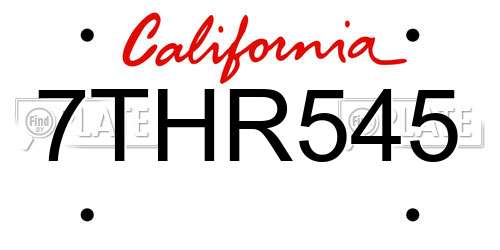 7THR545 California License Plate